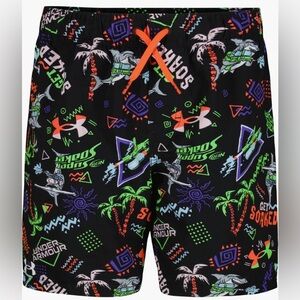 Under Armour Nerf Super Soaker Volley Swim Trunks Youth Large Black and Neon
